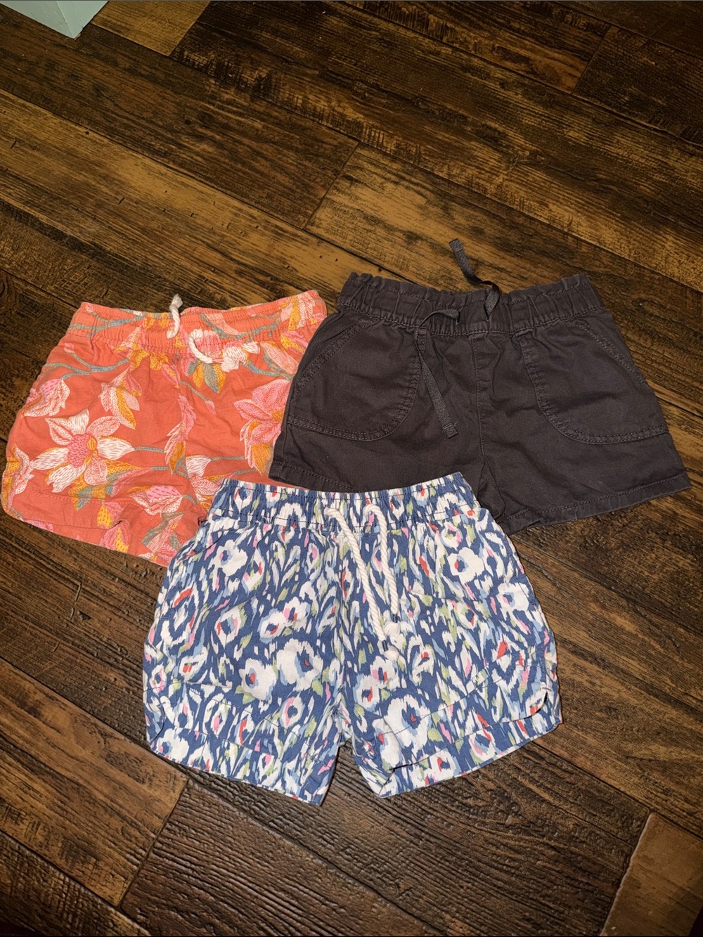 OshKosh B'gosh Coral Floral, Gray, & Navy Ikat Girls’ Shorts